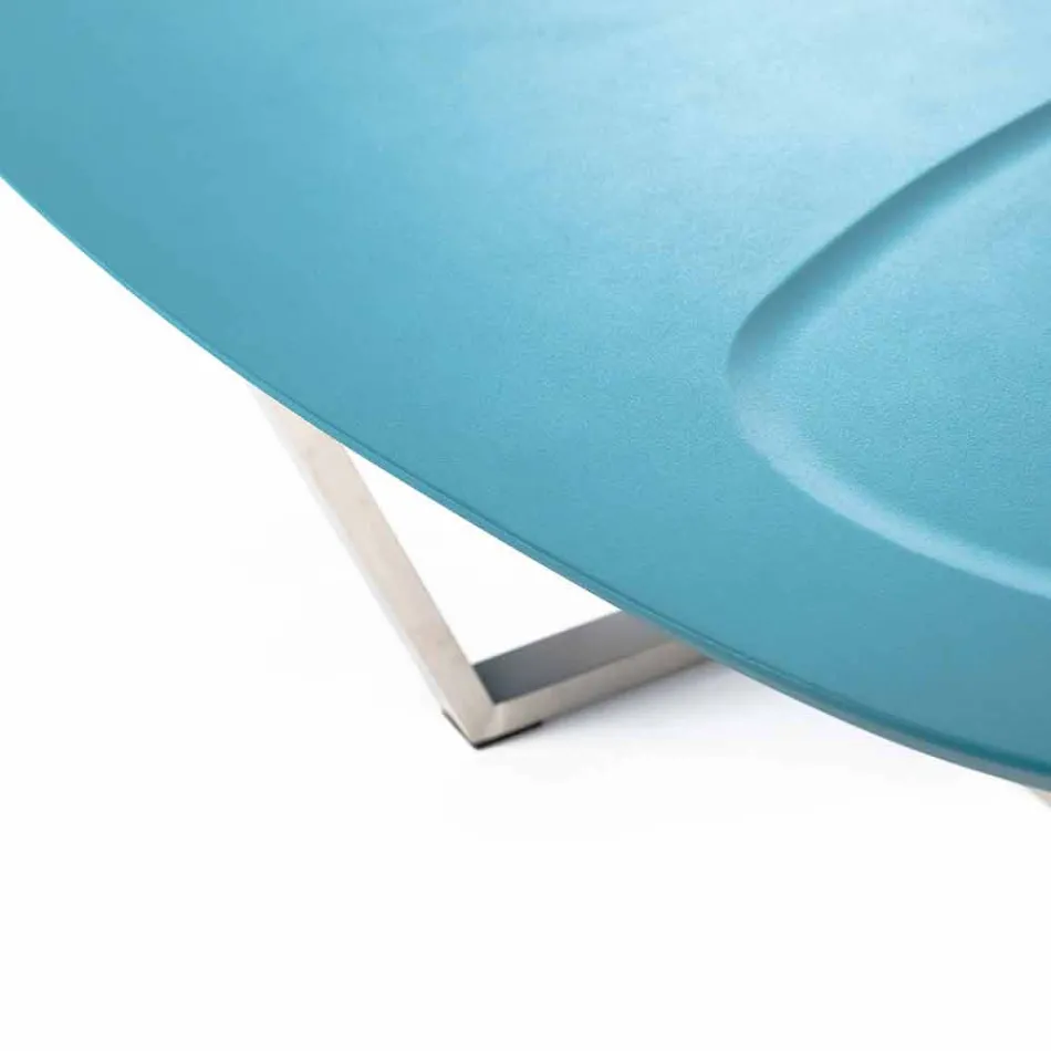 Table de salon de forme moderne en MDF et métal chromé - Pimpa Viadurini