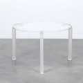 Table basse de salon ronde basse en méthacrylate transparent Armando