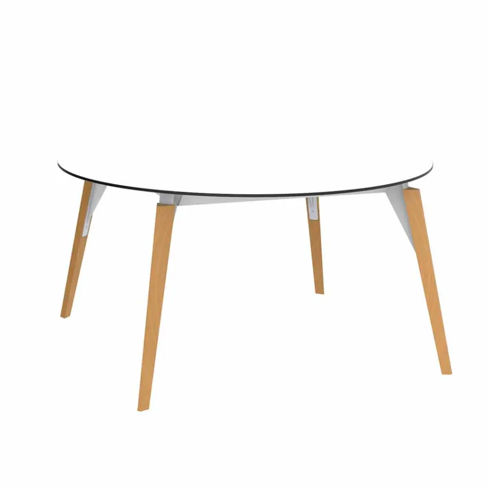 Table basse ronde en bois et plateau en Hpl en 2 tailles - Bois Faz - Vondom Viadurini