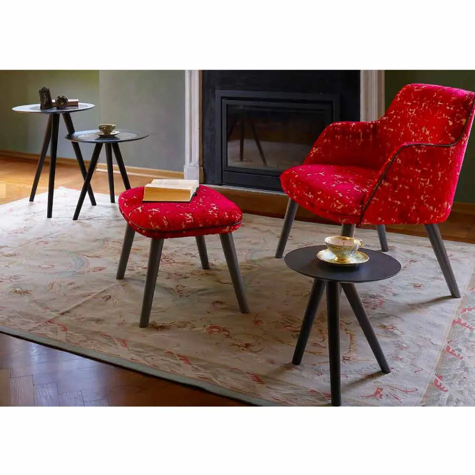 Table basse ronde en bois laqué noir gris Made in Italy - Stuttgart Viadurini