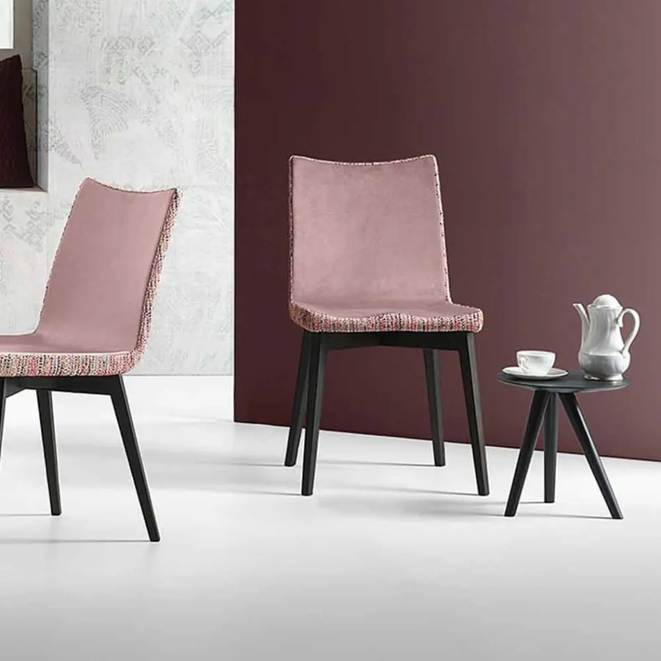 Table basse ronde en bois laqué noir gris Made in Italy - Stuttgart Viadurini