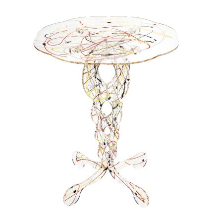 Table Basse Ronde en Plexiglas Transparent et Plateau Coloré - Phosphorus Viadurini