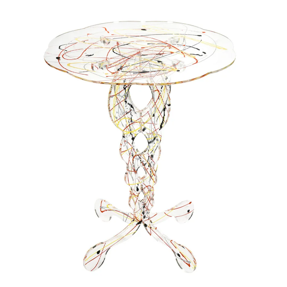 Table Basse Ronde en Plexiglas Transparent et Plateau Coloré - Phosphorus Viadurini