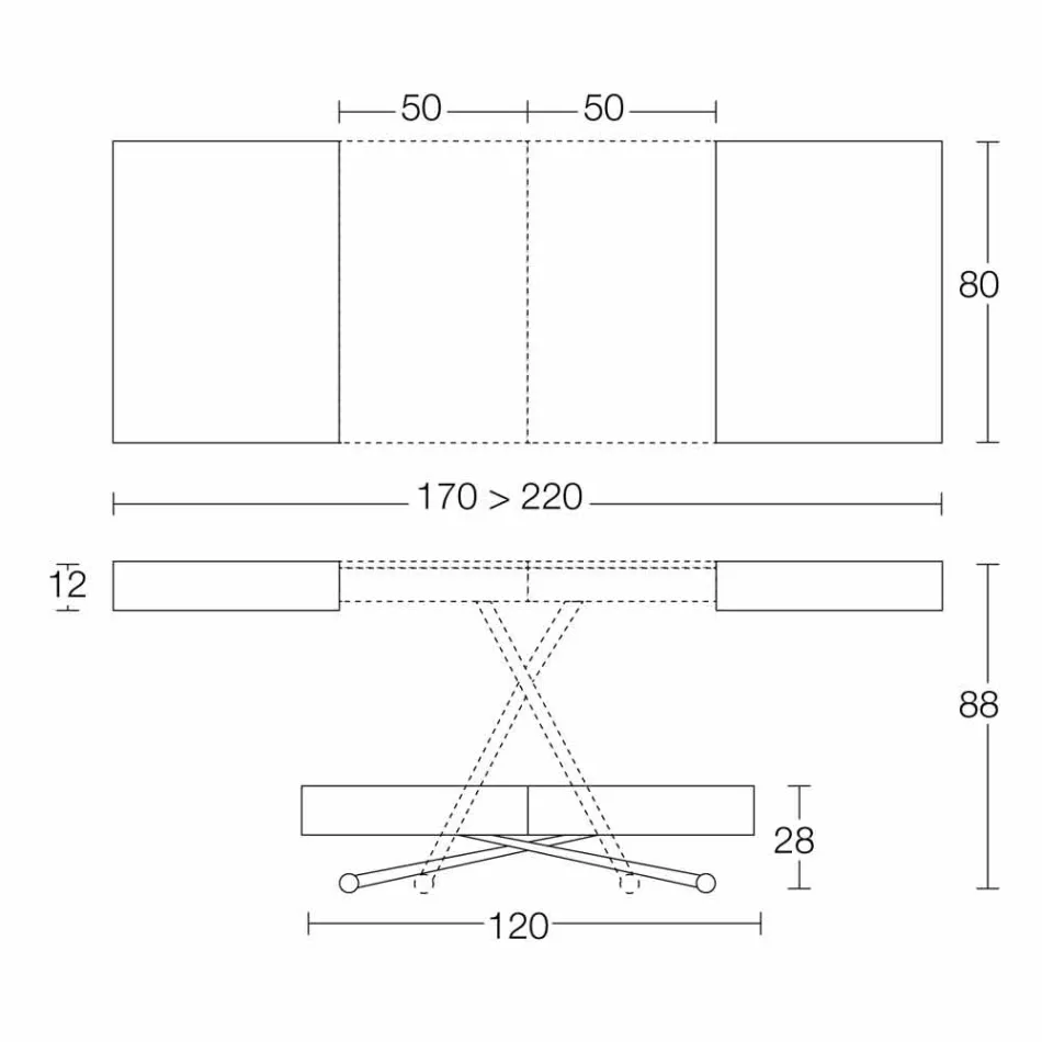 Table basse transformable en bois et métal fabriquée en Italie - Patroclus Viadurini