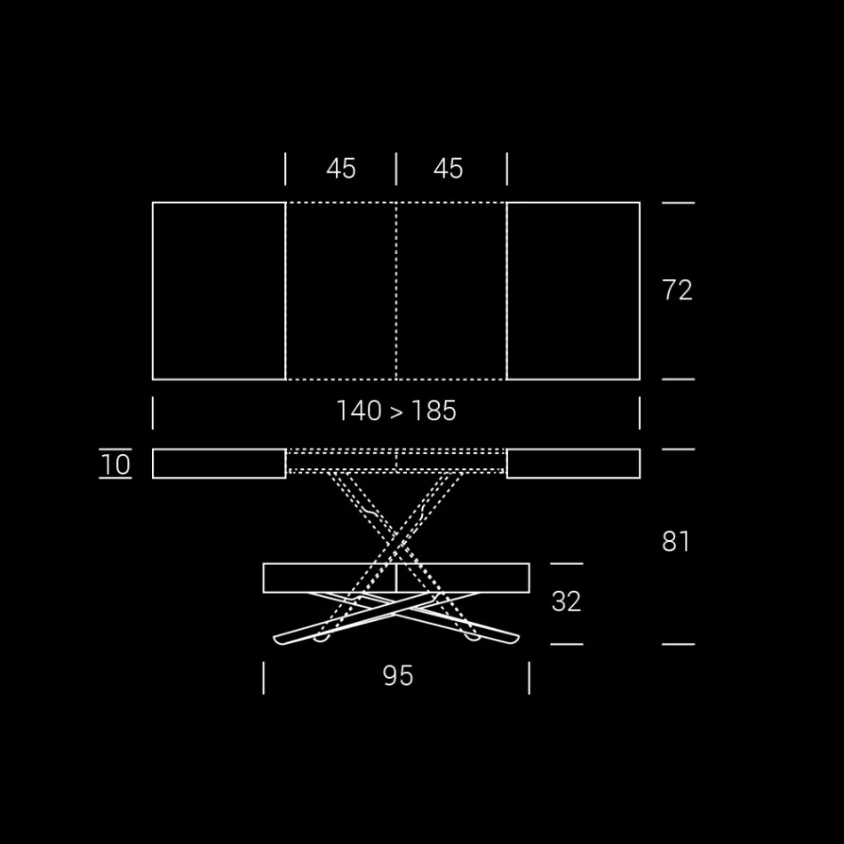 Table Basse Transformable en Bois et Métal, Made in Italy - Sanrocco Viadurini