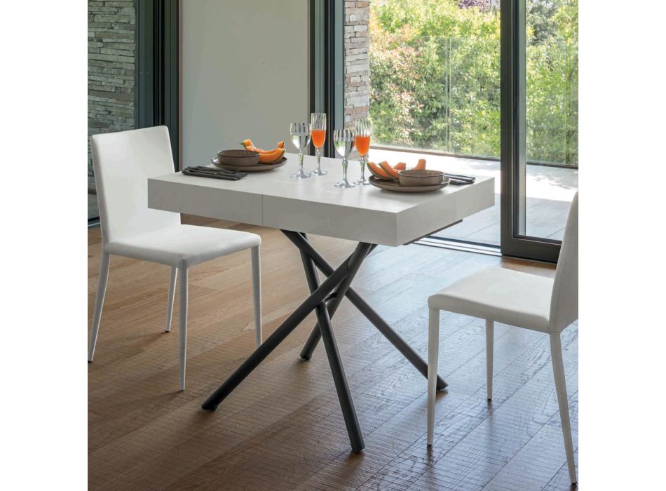 Table basse transformable en table à manger en bois et métal