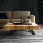 Table basse transformable en bois massif fabriquée en Italie - Trabucco Viadurini