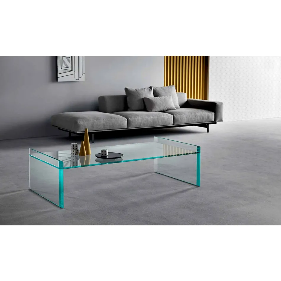 Table basse en verre extra-clair avec biseau Fabriqué en Italie - Impératif Viadurini