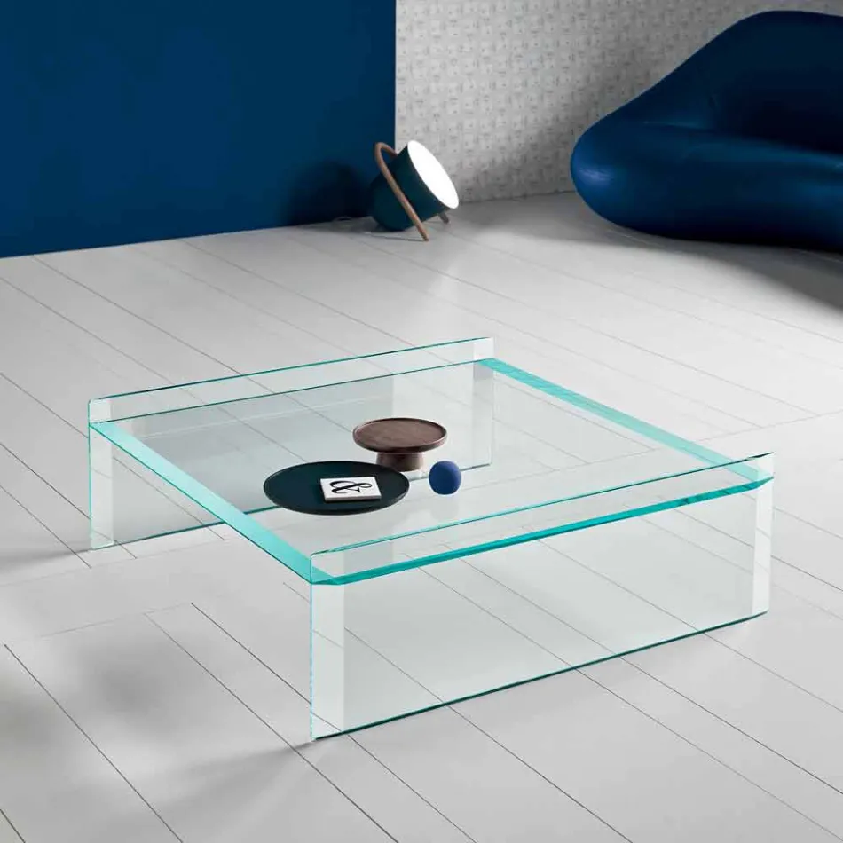 Table basse en verre extra-clair avec biseau Fabriqué en Italie - Impératif Viadurini