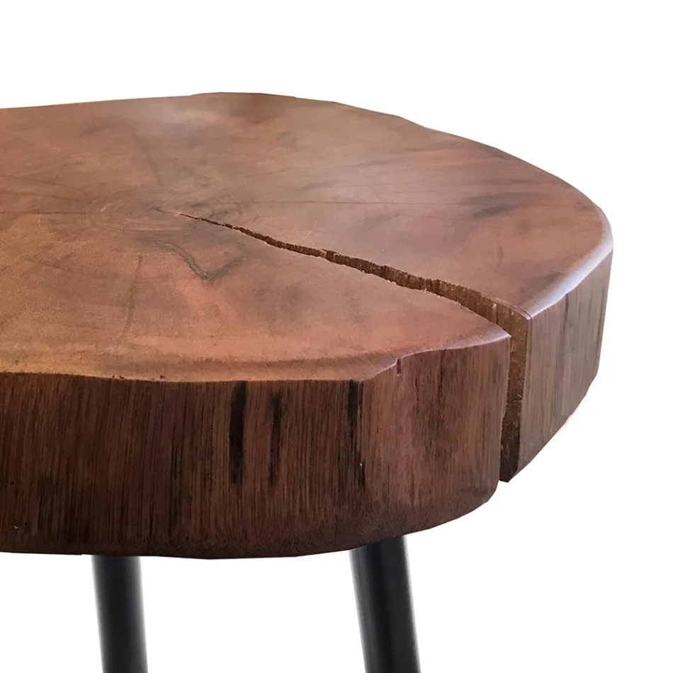 Table basse de salon avec pieds en métal et plateau en bois massif - Sardaigne Viadurini