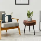 Table basse de salon avec pieds en métal et plateau en bois massif - Sardaigne Viadurini