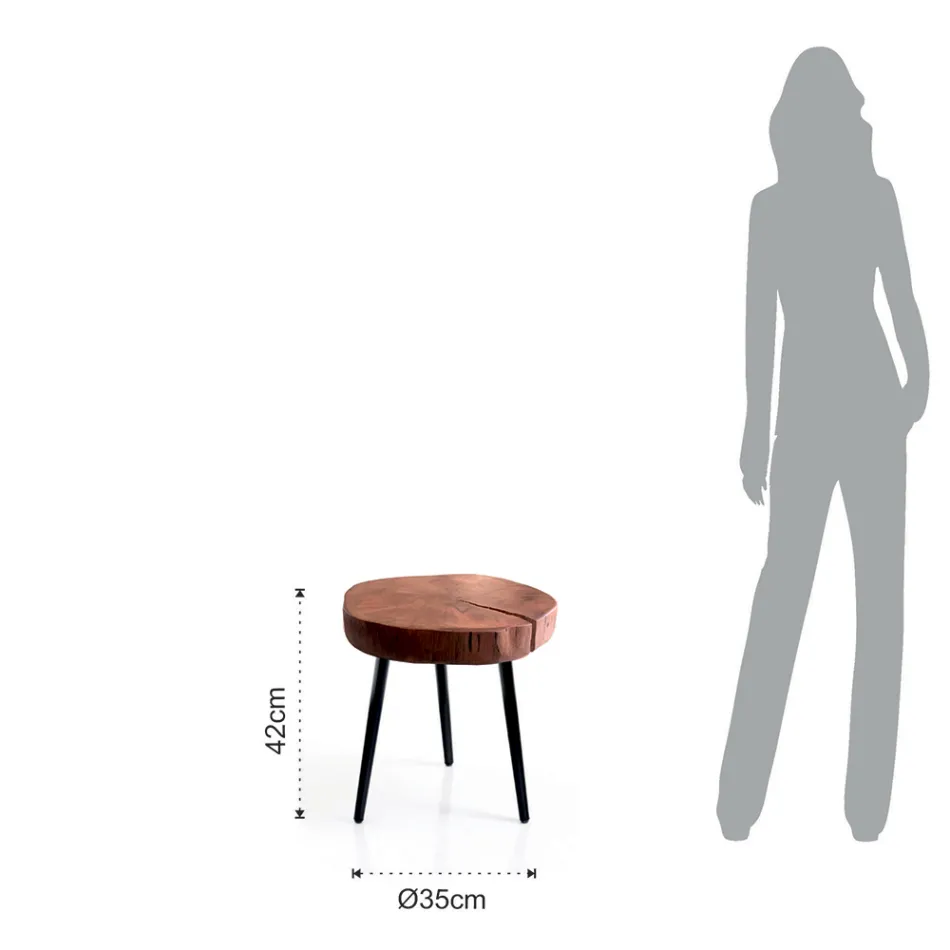 Table basse de salon avec pieds en métal et plateau en bois massif - Sardaigne Viadurini