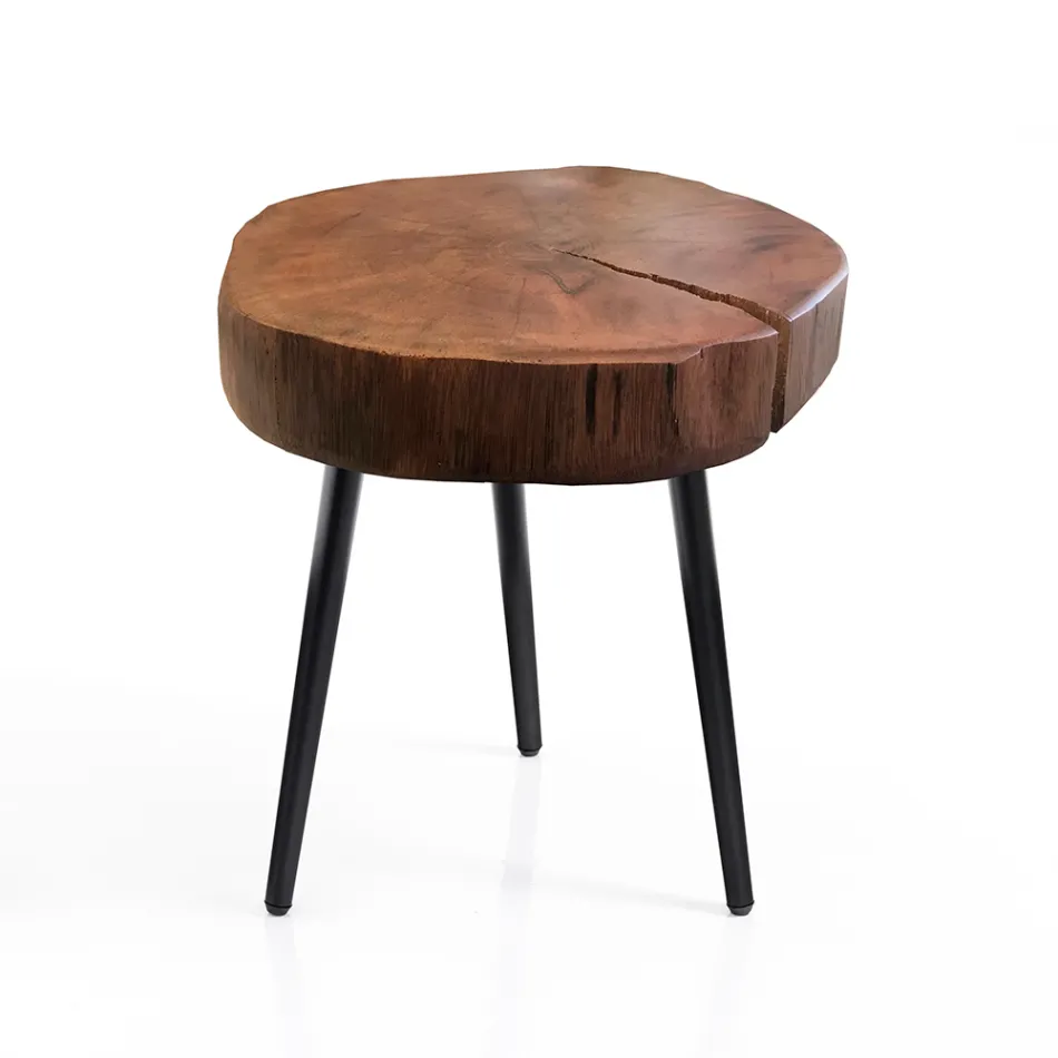 Table basse de salon avec pieds en métal et plateau en bois massif - Sardaigne Viadurini