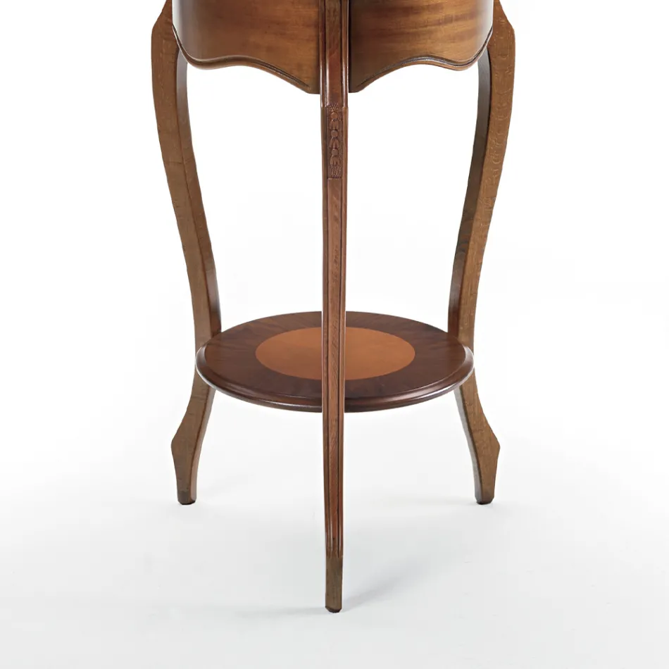 Table basse de salon avec incrustation de cerisier patiné fabriquée en Italie - Irno Viadurini