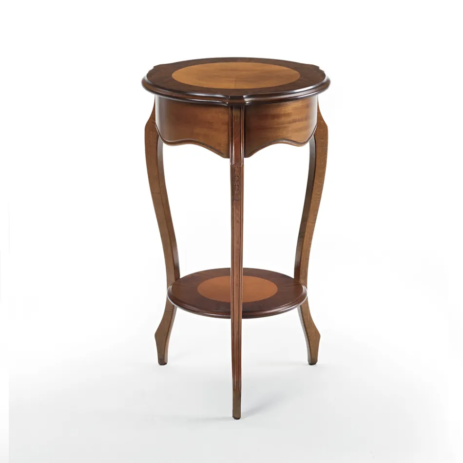 Table basse de salon avec incrustation de cerisier patiné fabriquée en Italie - Irno Viadurini