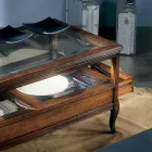 Table basse de salon avec plateau en verre et 2 tiroirs Made in Italy - Xipe Viadurini