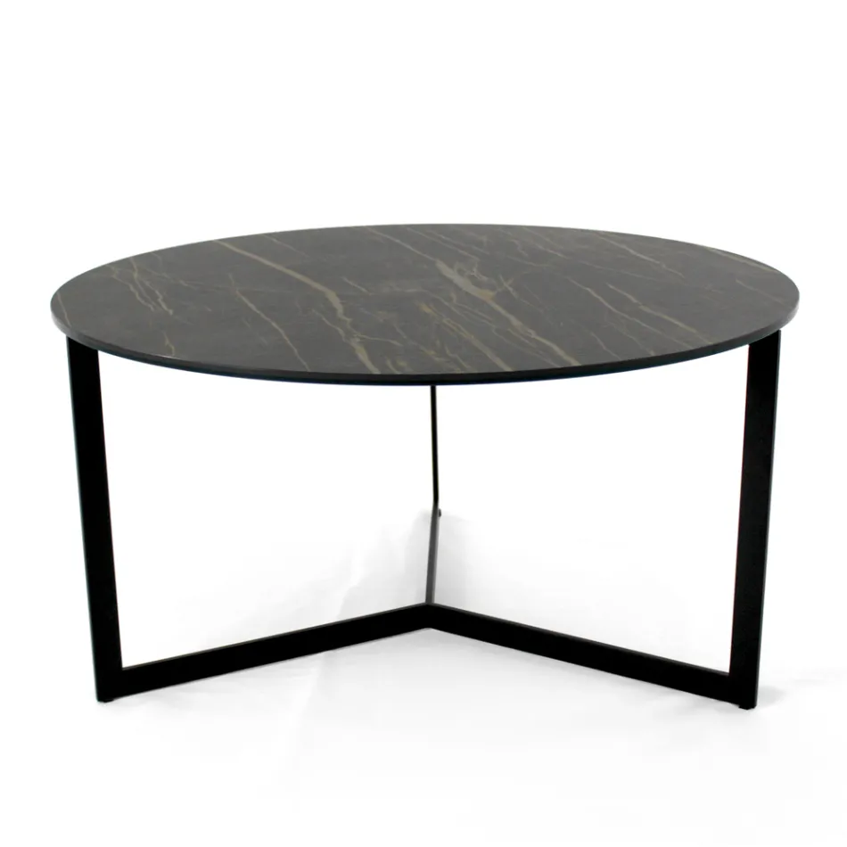 Table basse en acier et grès cérame Made in Italy - Aspira Viadurini