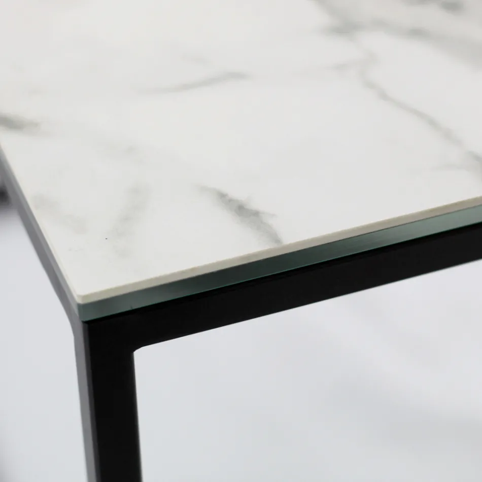 Table basse en grès et acier Made in Italy - Birba Viadurini