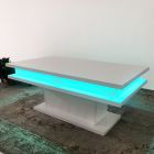 Table basse de salon en bois blanc brillant avec ou sans lumière LED - Perro Viadurini