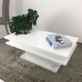Table basse de salon en bois blanc brillant avec ou sans lumière LED - Perro