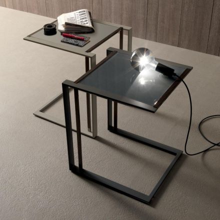 Table basse design géométrique en métal et verre - Zigozago Viadurini