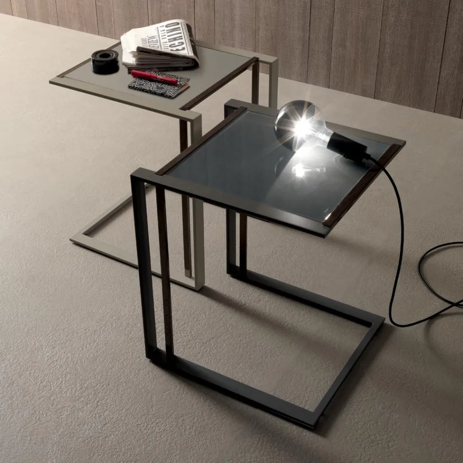 Table basse design géométrique en métal et verre - Zigozago Viadurini