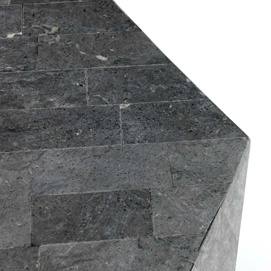 Table Basse de Salon Entièrement en Pierre Fossile Différentes Finitions - Air Viadurini