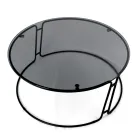 Table basse avec plateau en verre et base ronde Made in Italy - Tullia Viadurini