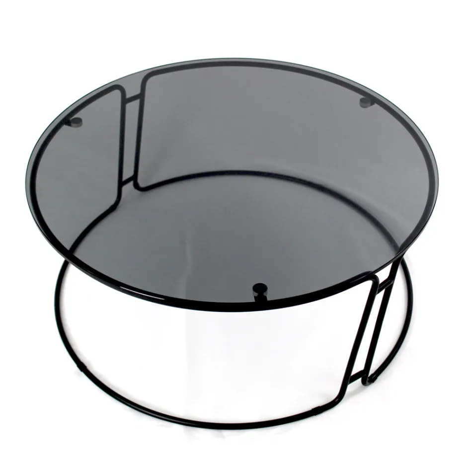 Table basse avec plateau en verre et base ronde Made in Italy - Tullia Viadurini