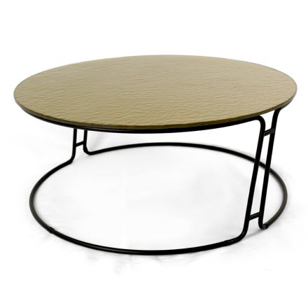 Table basse avec plateau en verre et base ronde Made in Italy - Tullia Viadurini