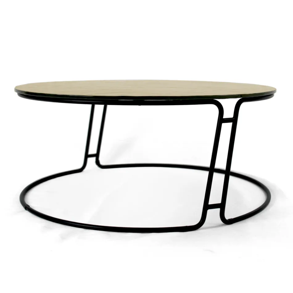 Table basse avec plateau en verre et base ronde Made in Italy - Tullia Viadurini