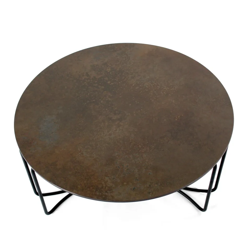 Table basse ronde avec base à 3 croissants Made in Italy - Arepa Viadurini