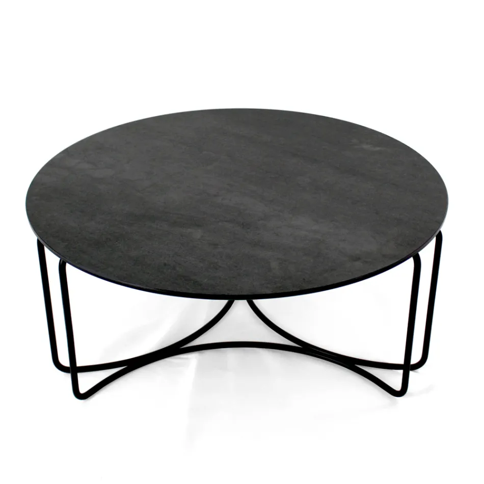 Table basse ronde avec base à 3 croissants Made in Italy - Arepa Viadurini