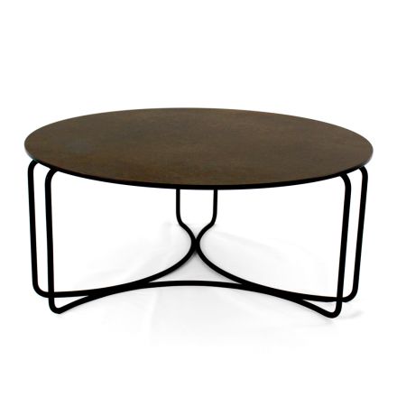 Table basse ronde avec base à 3 croissants Made in Italy - Arepa Viadurini