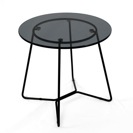 Table basse ronde avec plateau en verre Made in Italy - Paini Viadurini