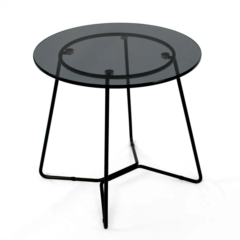 Table basse ronde avec plateau en verre Made in Italy - Paini Viadurini