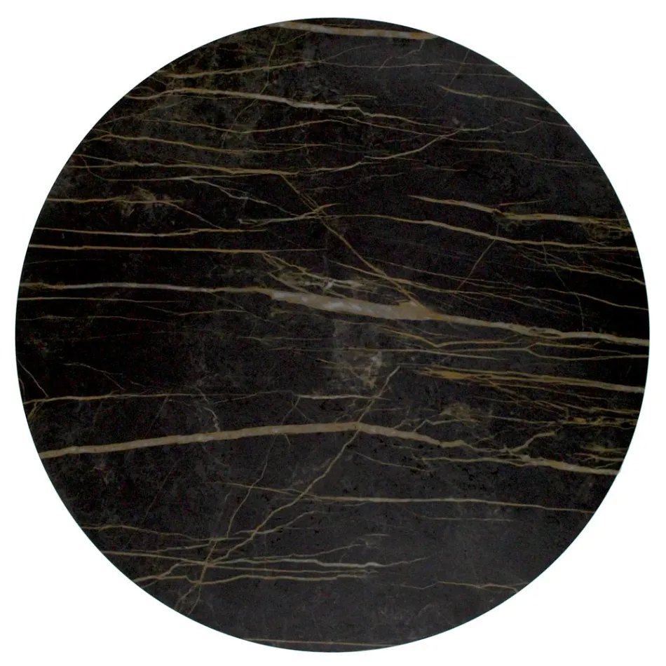 Table Basse Ronde en Acier et Grès Made in Italy - Alisea Viadurini