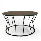 Table Basse Ronde en Acier et Grès Made in Italy - Alisea Viadurini