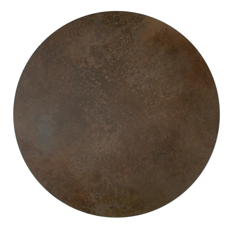 Table Basse Ronde en Acier et Grès Made in Italy - Alisea Viadurini