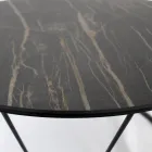 Table Basse Ronde en Acier et Grès Made in Italy - Alisea Viadurini