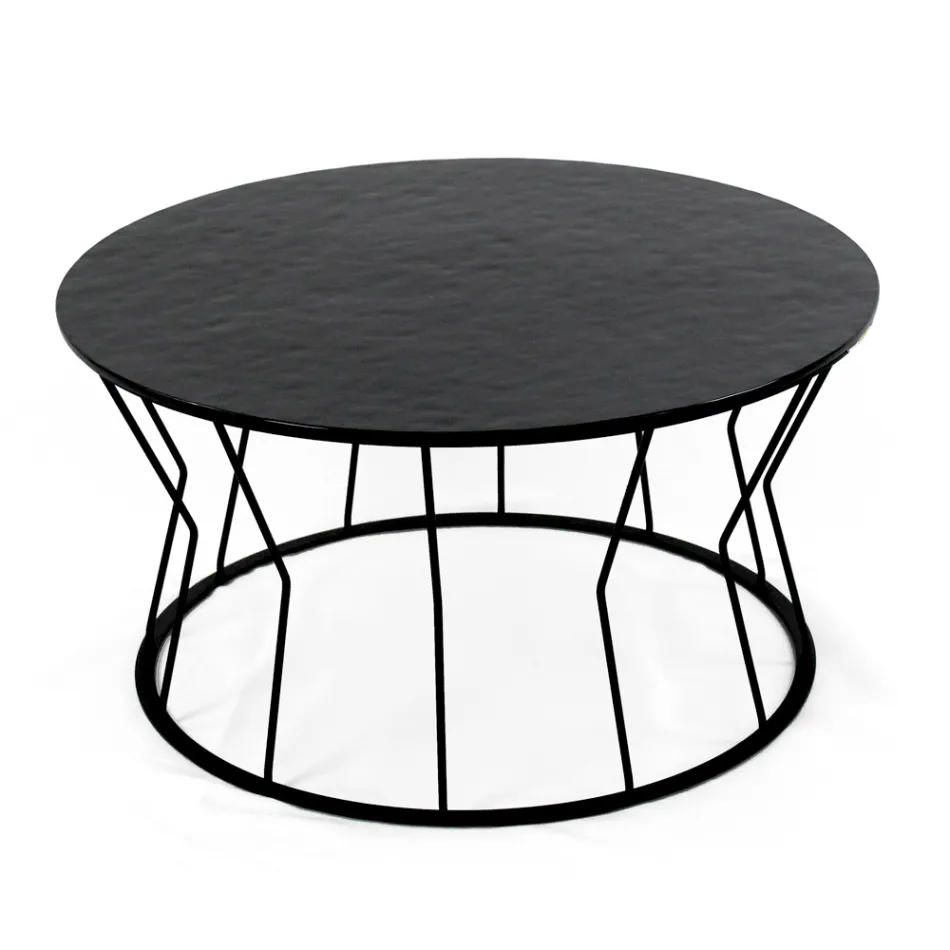 Table basse ronde en acier et verre Made in Italy - Alisea Viadurini