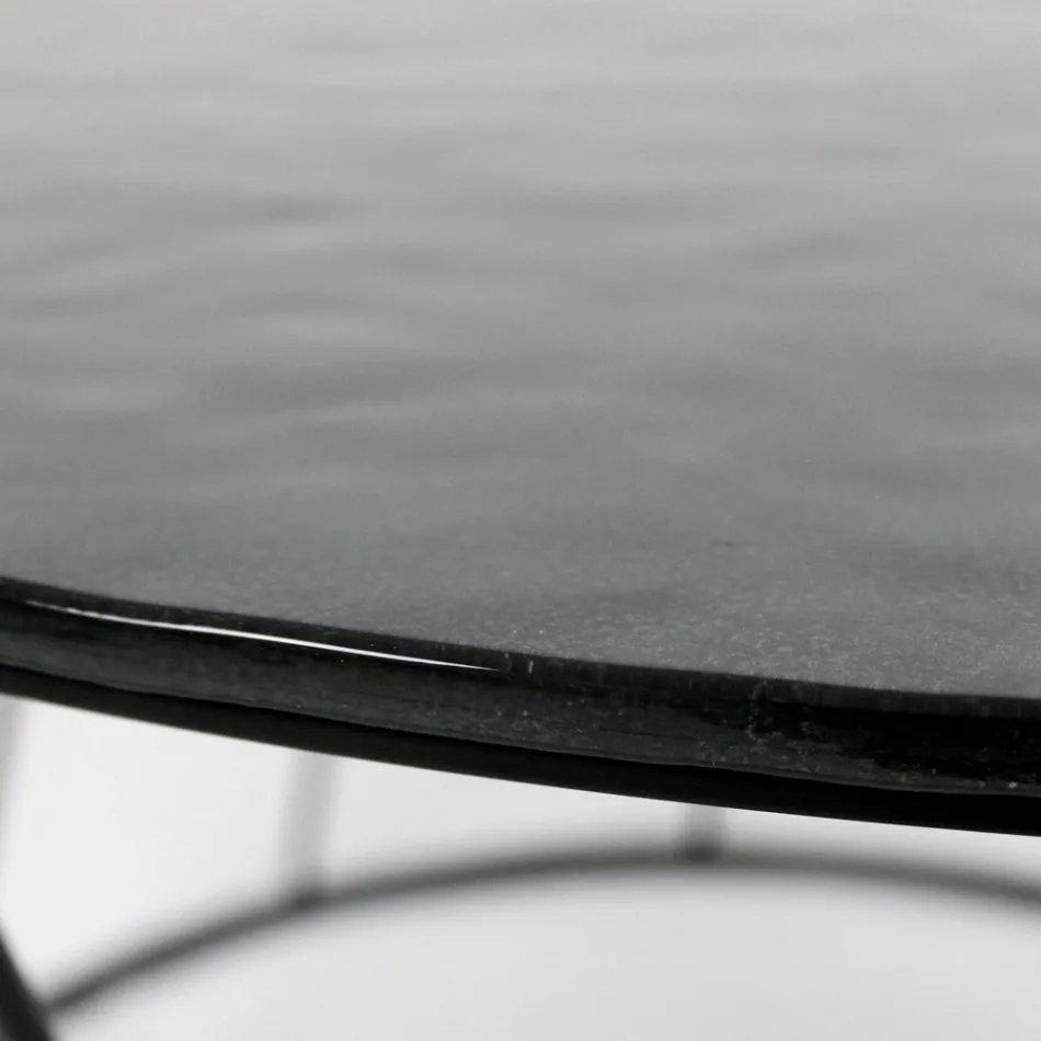 Table basse ronde en acier et verre Made in Italy - Alisea Viadurini