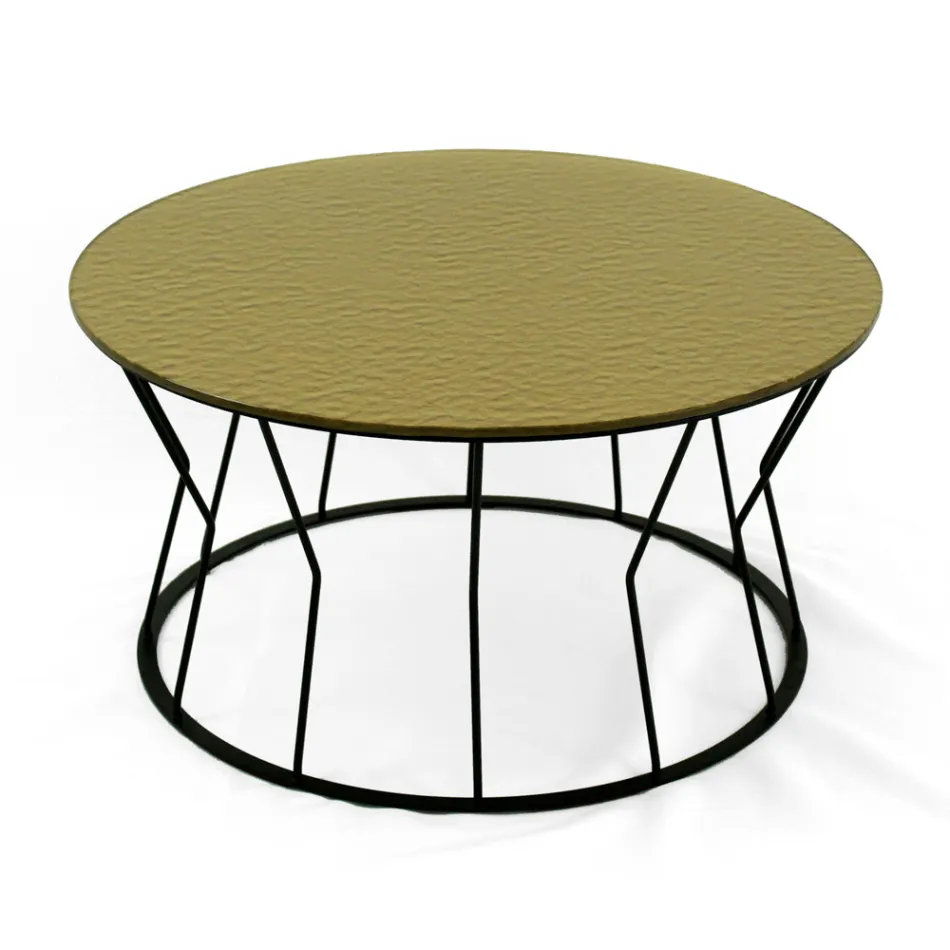 Table basse ronde en acier et verre Made in Italy - Alisea Viadurini