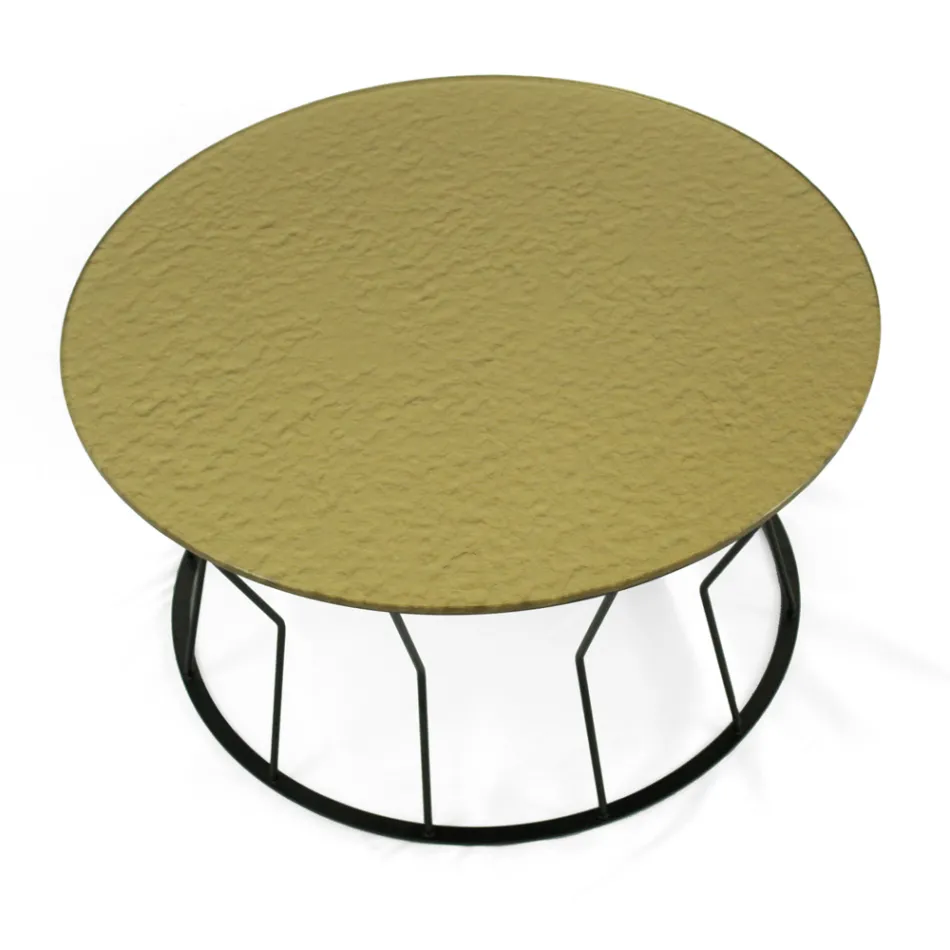 Table basse ronde en acier et verre Made in Italy - Alisea Viadurini