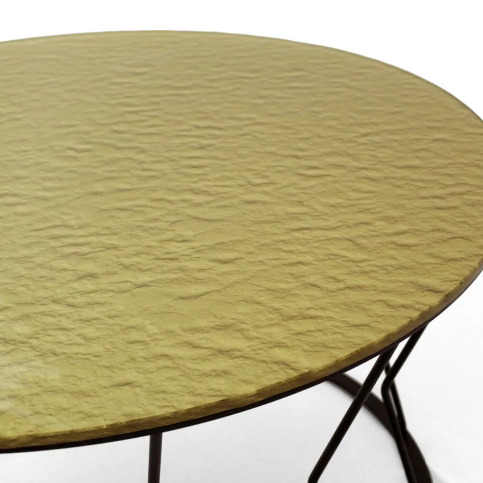 Table basse ronde en acier et verre Made in Italy - Alisea Viadurini