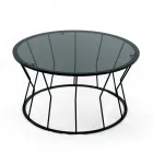 Table basse ronde en acier et verre Made in Italy - Alisea Viadurini