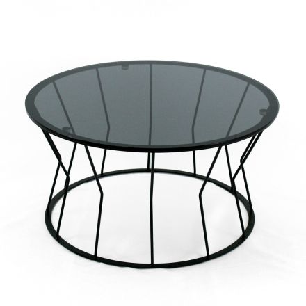 Table basse ronde en acier et verre Made in Italy - Alisea Viadurini