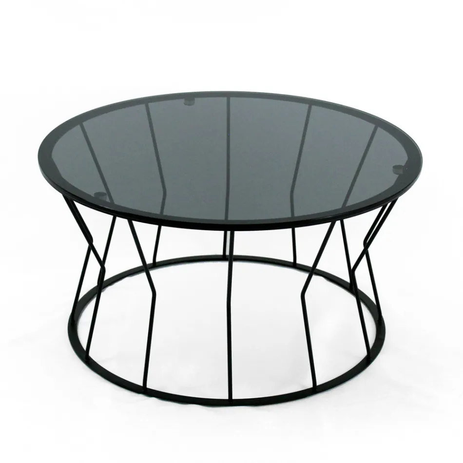 Table basse ronde en acier et verre Made in Italy - Alisea Viadurini