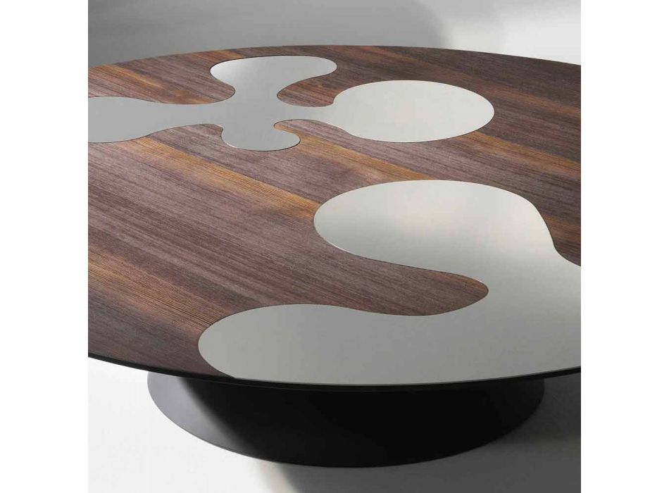 Table design moderne en bois de mélèze avec inserts en acier Giglio Viadurini