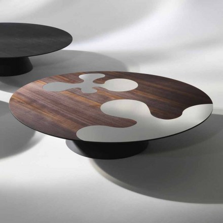Table design moderne en bois de mélèze avec inserts en acier Giglio Viadurini